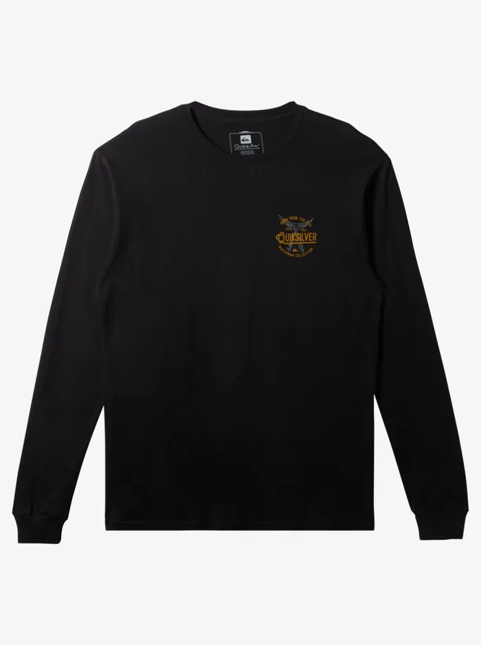Tees Men Quiksilver Waterman Tails Up Long Sleeve TShirt Black