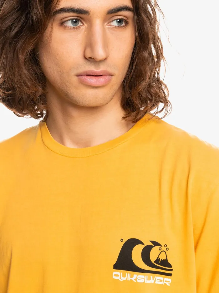 Tees Men Quiksilver Wavy Minds TShirt Golden Rod Tees Men Quiksilver Wavy Minds TShirt Golden Rod