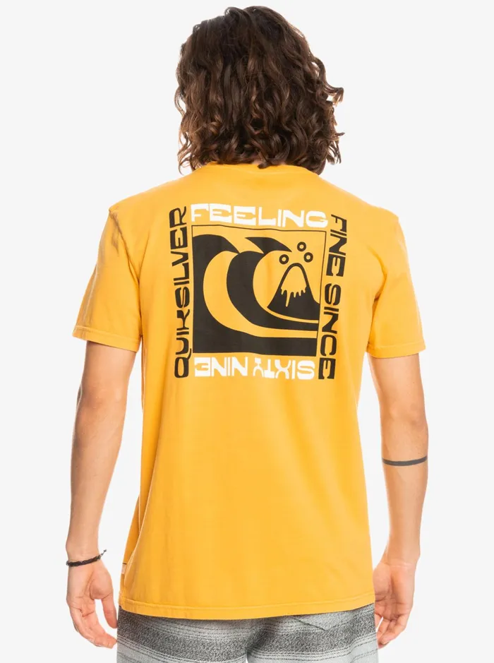 Tees Men Quiksilver Wavy Minds TShirt Golden Rod Tees Men Quiksilver Wavy Minds TShirt Golden Rod