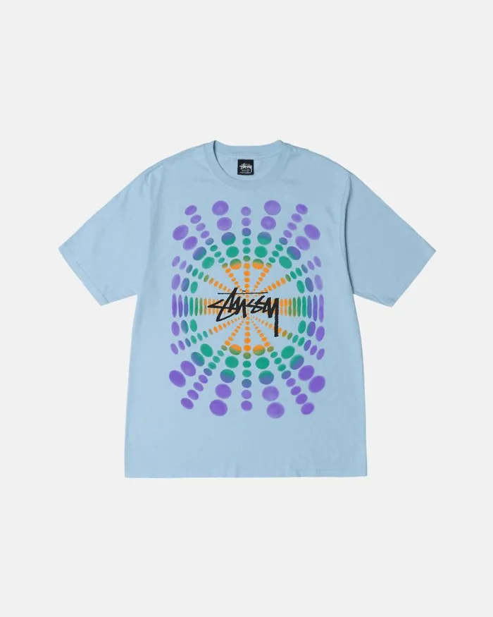 Tees Men Stussy ATTICUS PIGMENT DYED TEE Sky Blue
