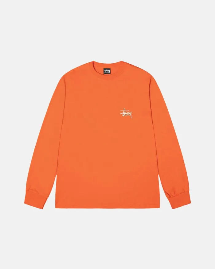Tees Men Stussy BASIC STSSY LS TEE Coral Tees Men Stussy BASIC STSSY LS TEE Coral