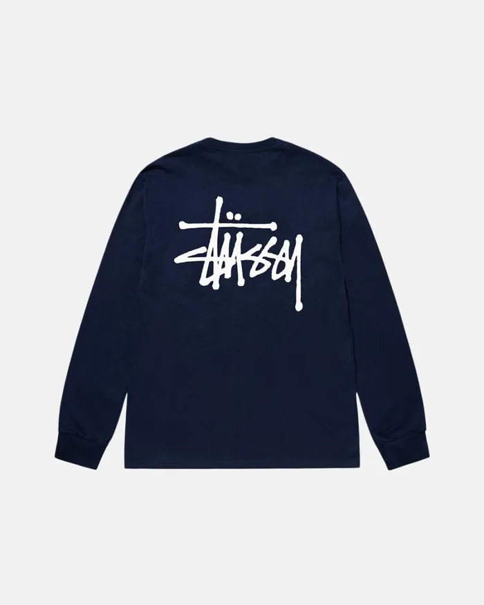 Tees Men Stussy BASIC STSSY LS TEE Navy