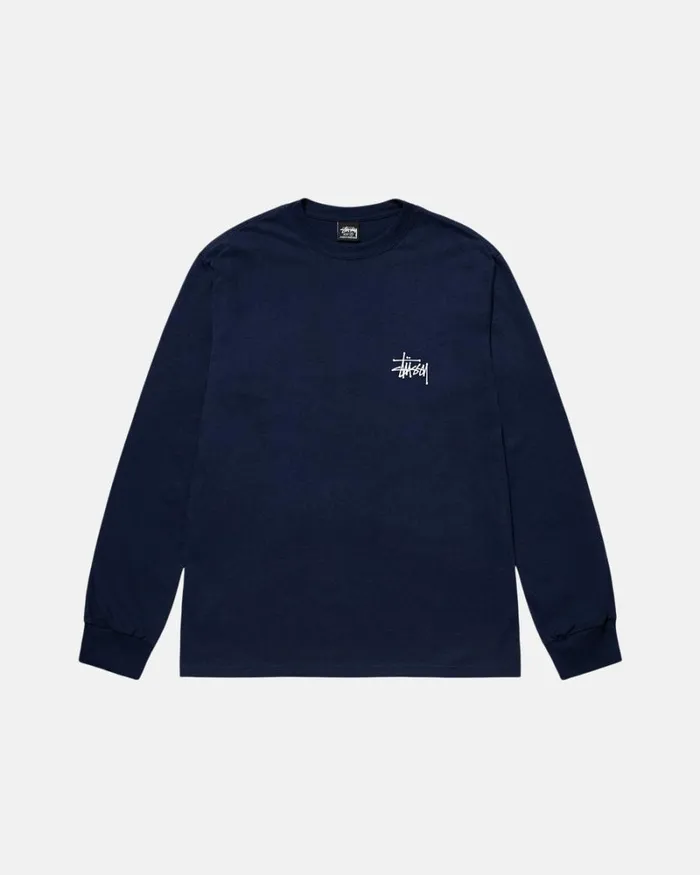 Tees Men Stussy BASIC STSSY LS TEE Navy Tees Men Stussy BASIC STSSY LS TEE Navy