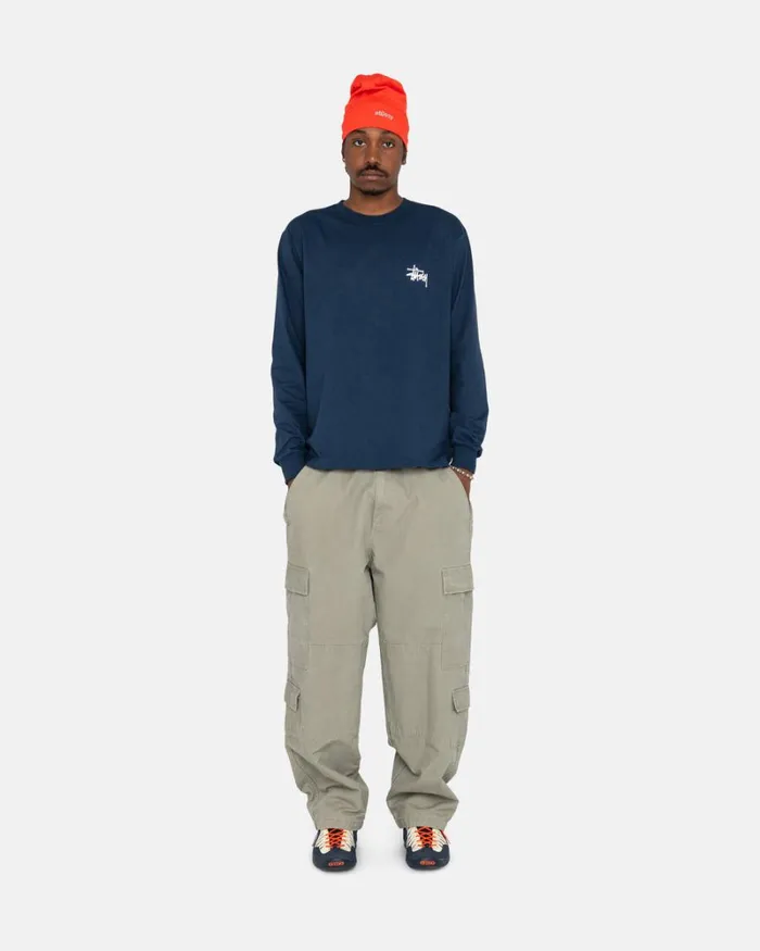 Tees Men Stussy BASIC STSSY LS TEE Navy Tees Men Stussy BASIC STSSY LS TEE Navy