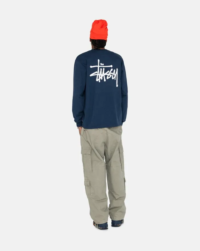 Tees Men Stussy BASIC STSSY LS TEE Navy Tees Men Stussy BASIC STSSY LS TEE Navy