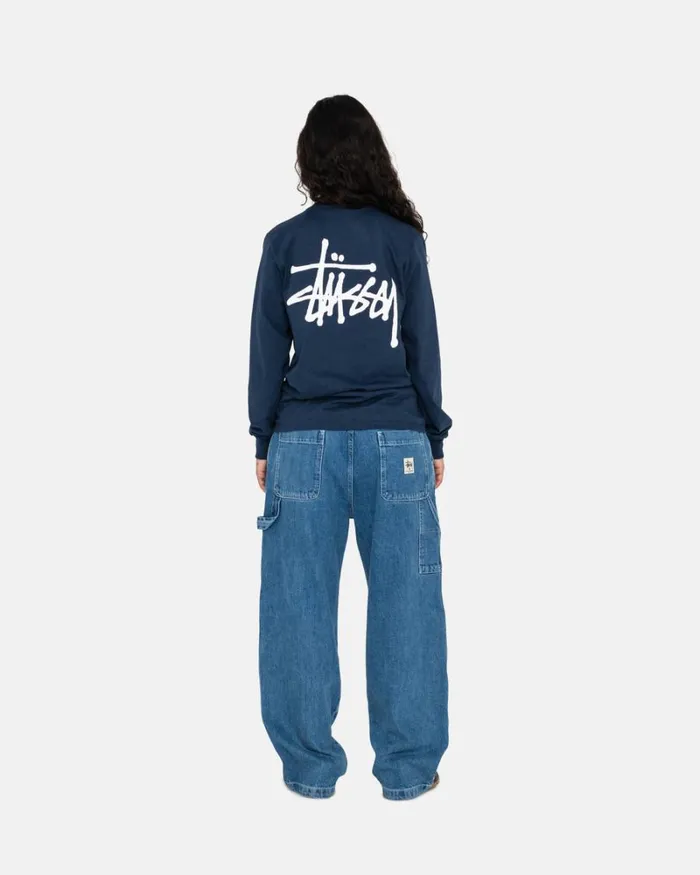 Tees Men Stussy BASIC STSSY LS TEE Navy Tees Men Stussy BASIC STSSY LS TEE Navy
