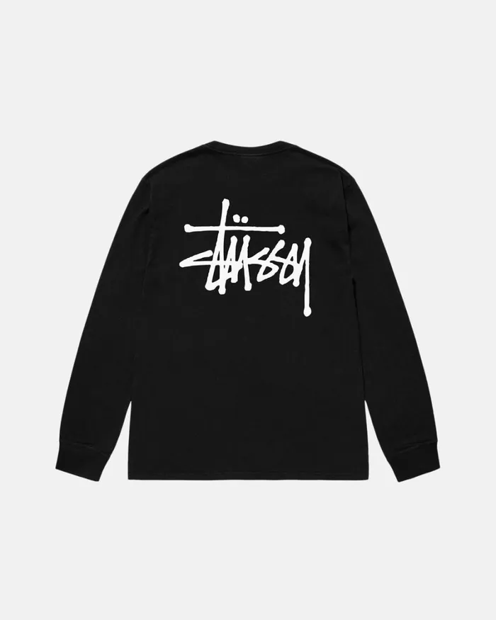 Tees Men Stussy BASIC STSSY PIGMENT DYED LS TEE Black