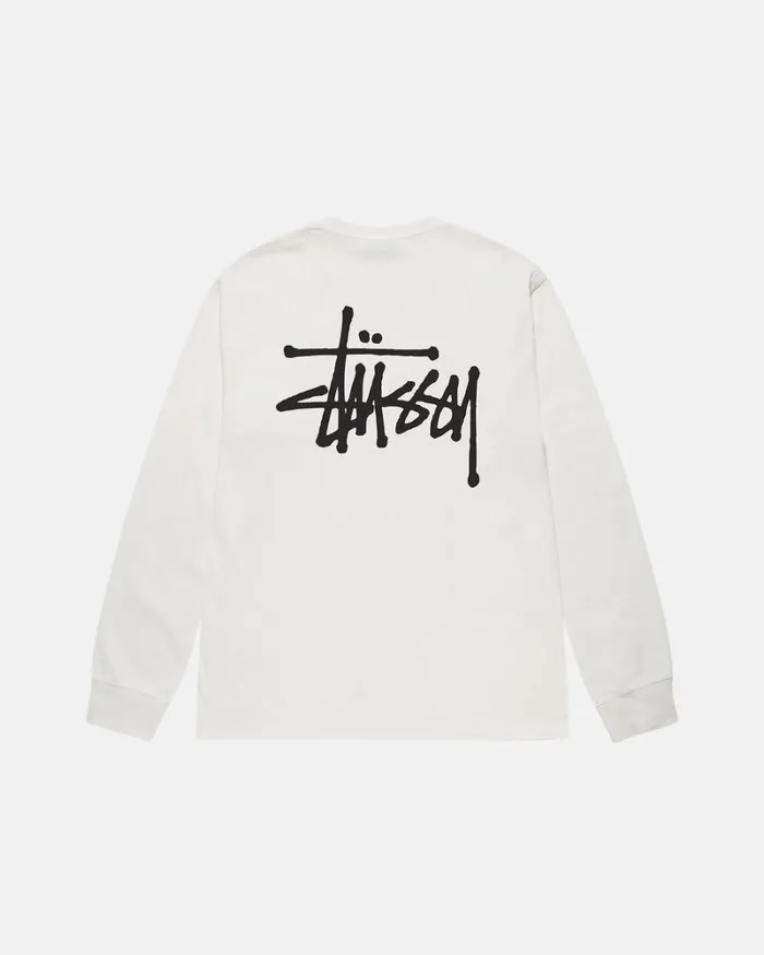 Tees Men Stussy BASIC STSSY PIGMENT DYED LS TEE Natural