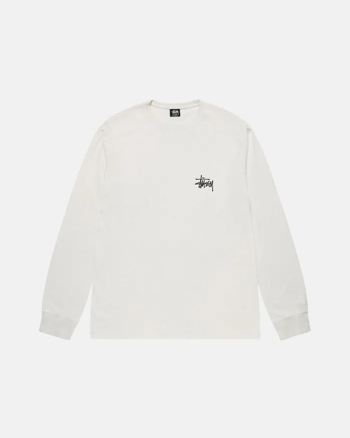 Tees Men Stussy BASIC STSSY PIGMENT DYED LS TEE Natural Tees Men Stussy BASIC STSSY PIGMENT DYED LS TEE Natural