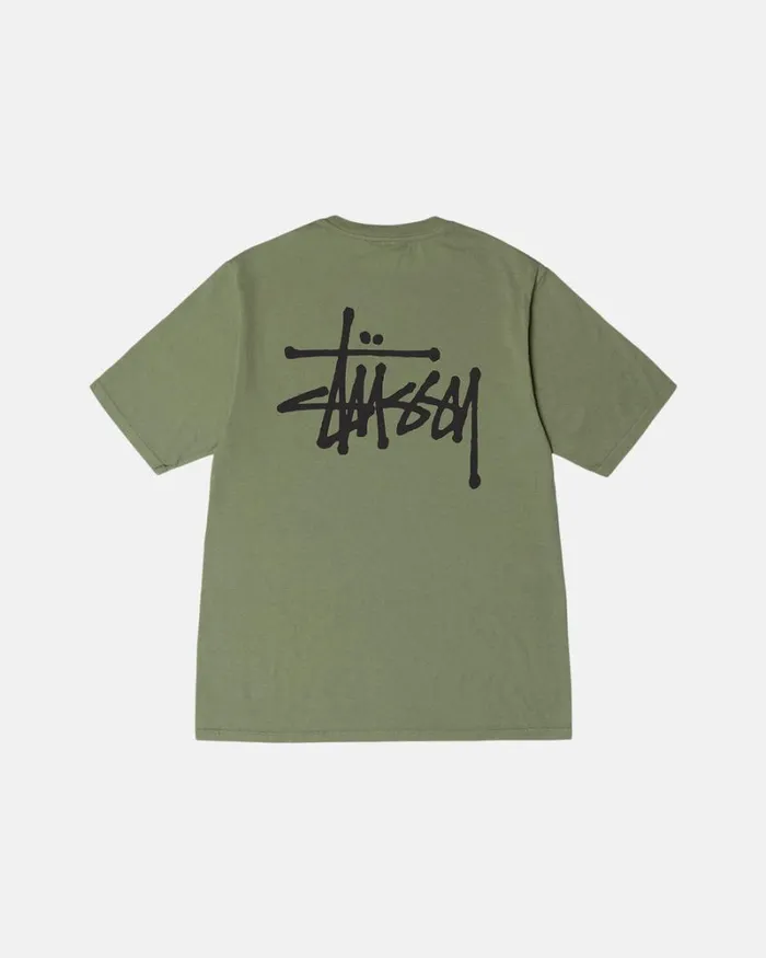 Tees Men Stussy BASIC STSSY PIGMENT DYED TEE Artichoke