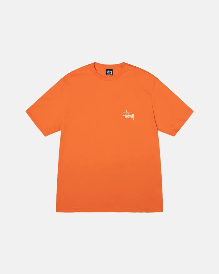 Tees Men Stussy BASIC STSSY TEE Coral Tees Men Stussy BASIC STSSY TEE Coral