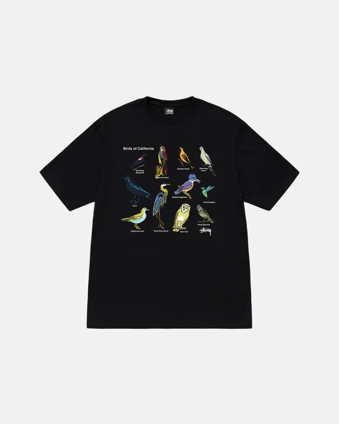 Tees Men Stussy CALIFORNIA BIRDS TEE Black