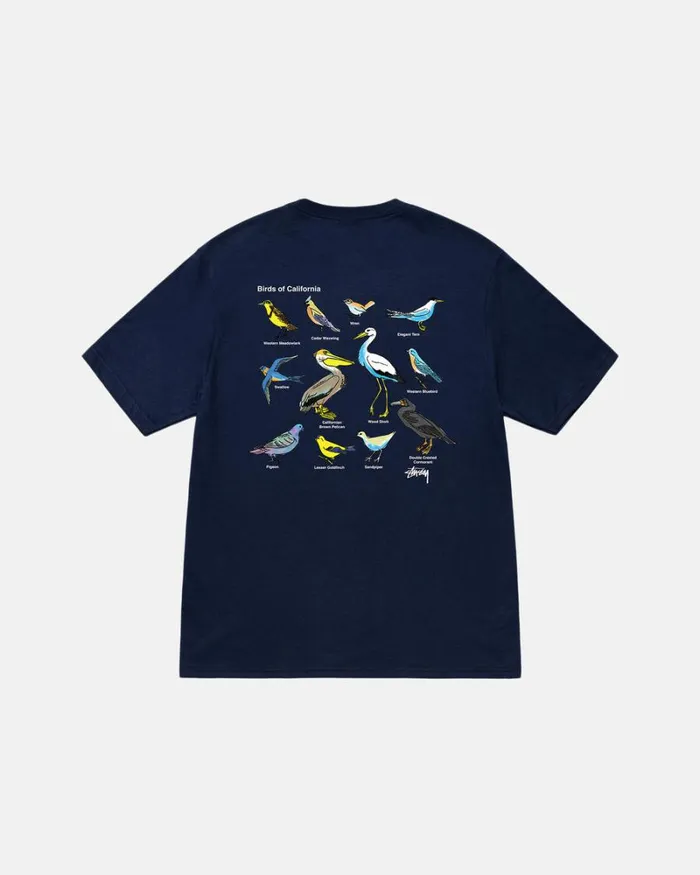 Tees Men Stussy CALIFORNIA BIRDS TEE Navy Tees Men Stussy CALIFORNIA BIRDS TEE Navy