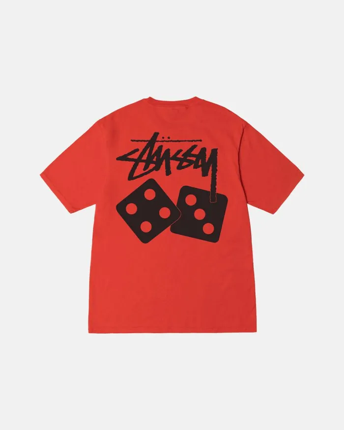 Tees Men Stussy DICE PIGMENT DYED TEE Tomato