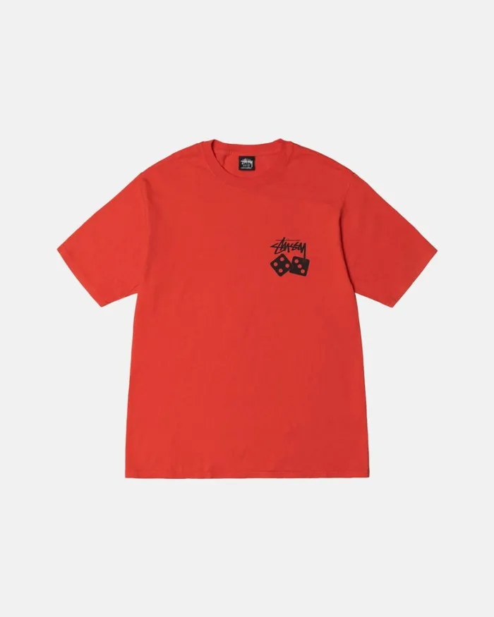 Tees Men Stussy DICE PIGMENT DYED TEE Tomato Tees Men Stussy DICE PIGMENT DYED TEE Tomato