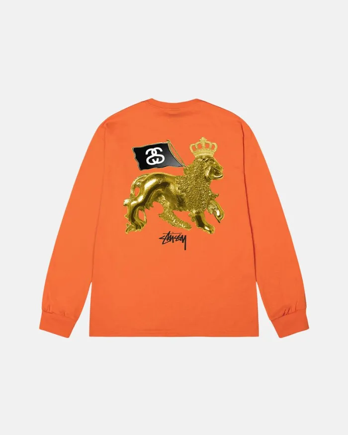 Tees Men Stussy GOLD LION LS TEE Coral