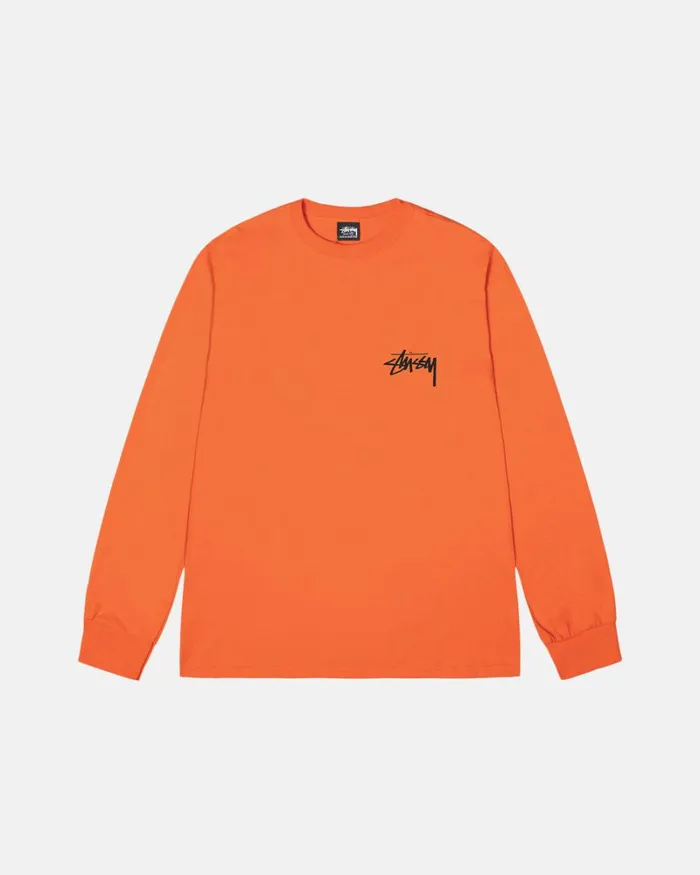 Tees Men Stussy GOLD LION LS TEE Coral Tees Men Stussy GOLD LION LS TEE Coral