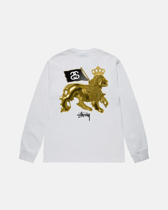 Tees Men Stussy GOLD LION LS TEE White