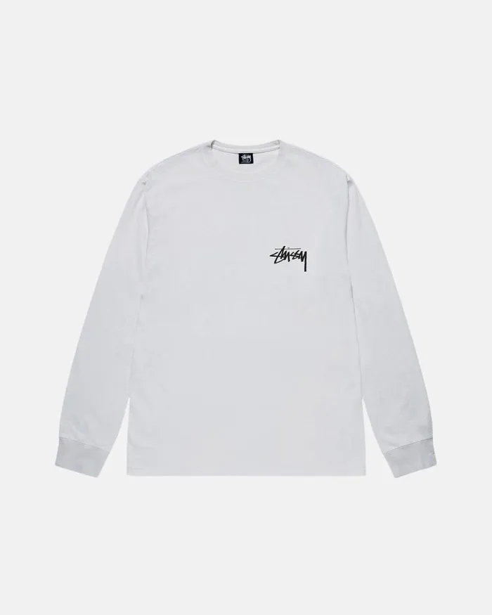 Tees Men Stussy GOLD LION LS TEE White Tees Men Stussy GOLD LION LS TEE White