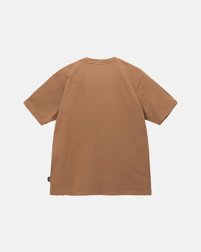 Tees Men Stussy HEAVYWEIGHT PIGMENT DYED CREW Brown Tees Men Stussy HEAVYWEIGHT PIGMENT DYED CREW Brown