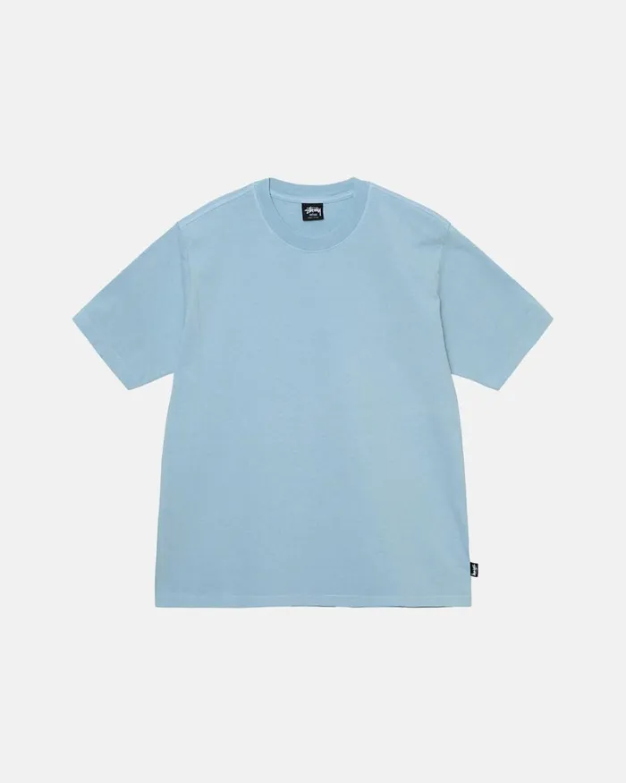 Tees Men Stussy HEAVYWEIGHT PIGMENT DYED CREW Lt Blue
