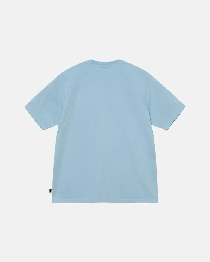 Tees Men Stussy HEAVYWEIGHT PIGMENT DYED CREW Lt Blue Tees Men Stussy HEAVYWEIGHT PIGMENT DYED CREW Lt Blue