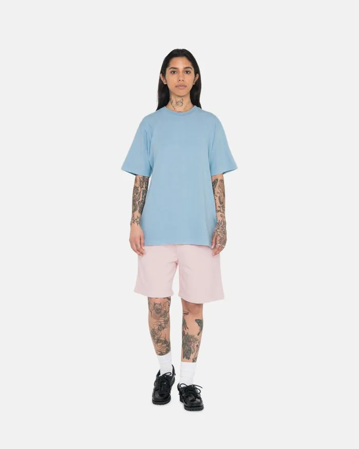 Tees Men Stussy HEAVYWEIGHT PIGMENT DYED CREW Lt Blue Tees Men Stussy HEAVYWEIGHT PIGMENT DYED CREW Lt Blue