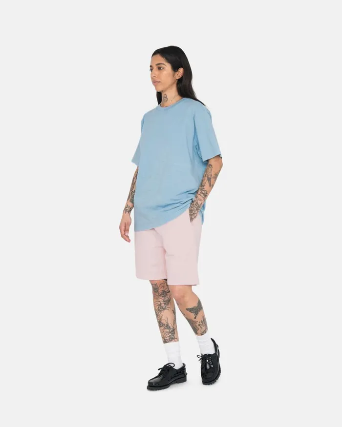 Tees Men Stussy HEAVYWEIGHT PIGMENT DYED CREW Lt Blue Tees Men Stussy HEAVYWEIGHT PIGMENT DYED CREW Lt Blue