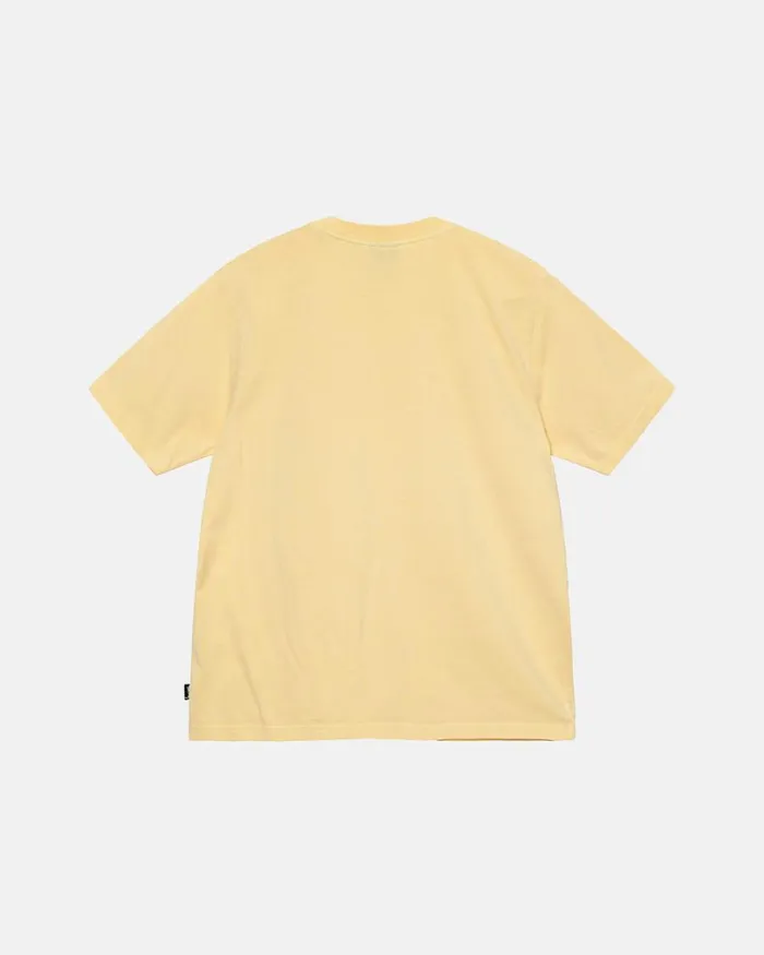 Tees Men Stussy HEAVYWEIGHT PIGMENT DYED CREW Lt Yellow Tees Men Stussy HEAVYWEIGHT PIGMENT DYED CREW Lt Yellow