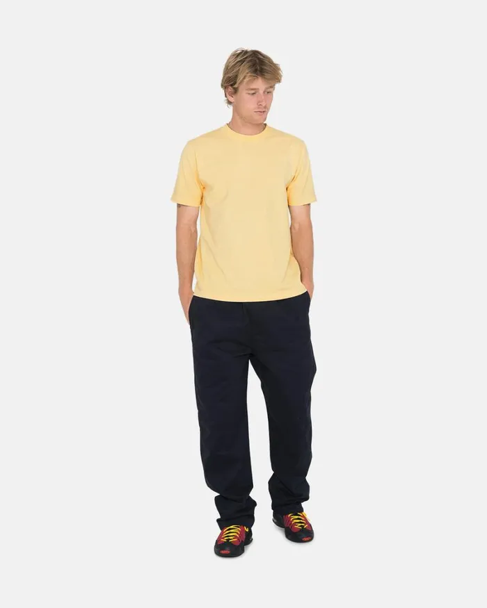 Tees Men Stussy HEAVYWEIGHT PIGMENT DYED CREW Lt Yellow Tees Men Stussy HEAVYWEIGHT PIGMENT DYED CREW Lt Yellow