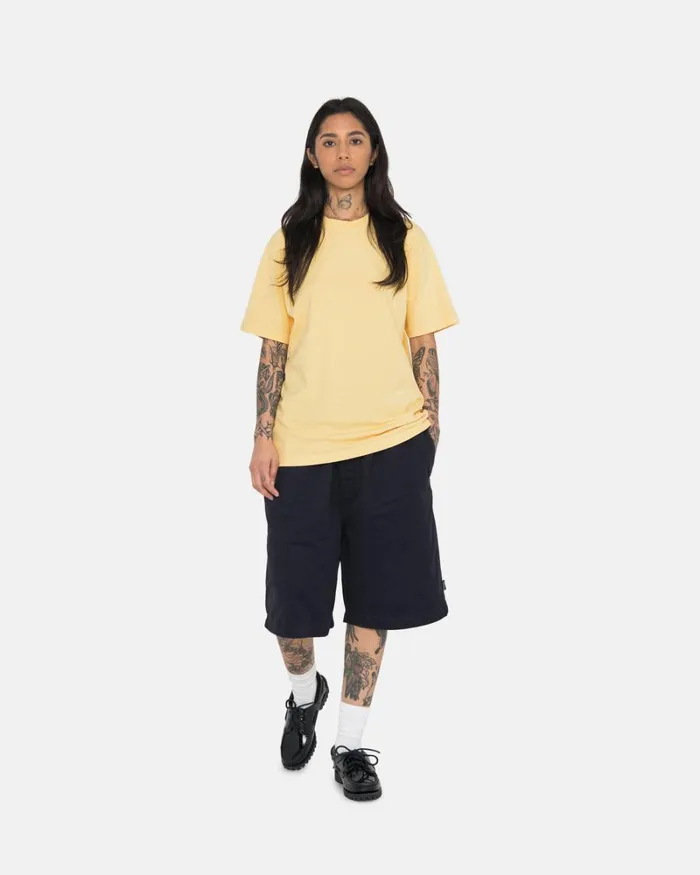 Tees Men Stussy HEAVYWEIGHT PIGMENT DYED CREW Lt Yellow Tees Men Stussy HEAVYWEIGHT PIGMENT DYED CREW Lt Yellow