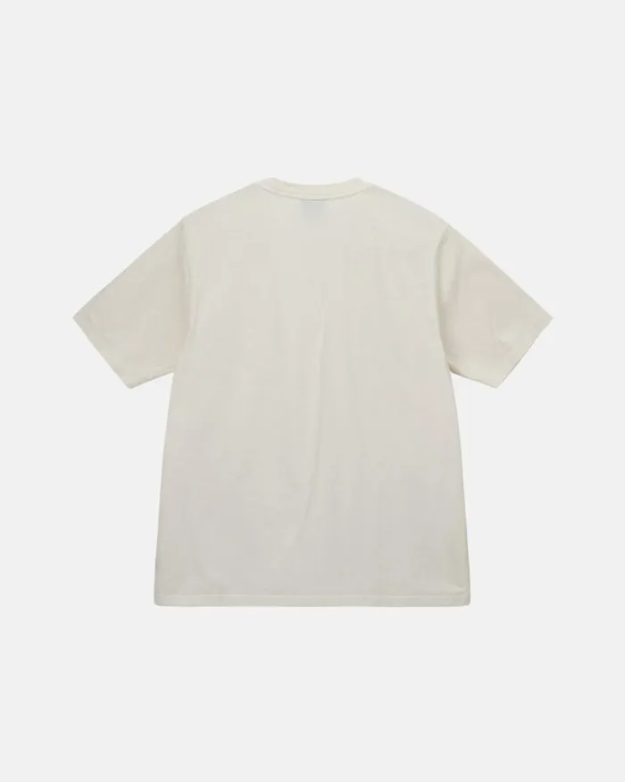 Tees Men Stussy HEAVYWEIGHT PIGMENT DYED CREW Natural Tees Men Stussy HEAVYWEIGHT PIGMENT DYED CREW Natural