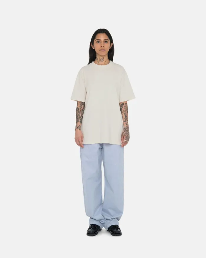 Tees Men Stussy HEAVYWEIGHT PIGMENT DYED CREW Natural Tees Men Stussy HEAVYWEIGHT PIGMENT DYED CREW Natural