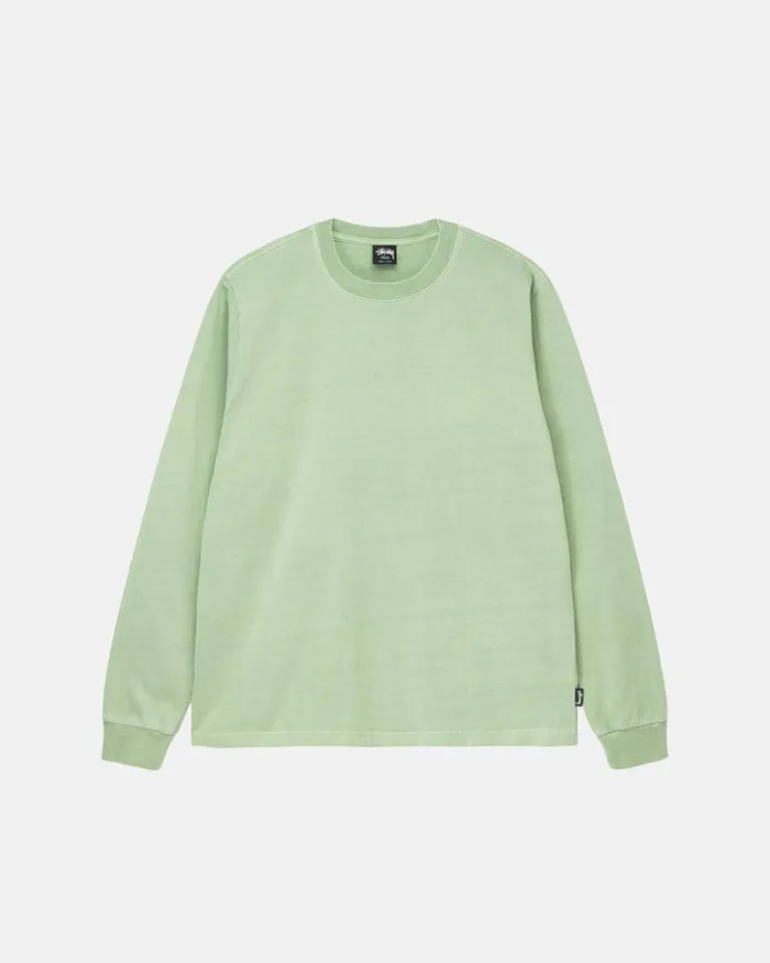Tees Men Stussy HEAVYWEIGHT PIGMENT DYED LS CREW Green