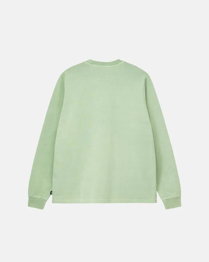 Tees Men Stussy HEAVYWEIGHT PIGMENT DYED LS CREW Green Tees Men Stussy HEAVYWEIGHT PIGMENT DYED LS CREW Green