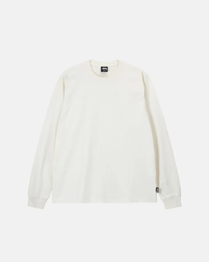 Tees Men Stussy HEAVYWEIGHT PIGMENT DYED LS CREW Natural
