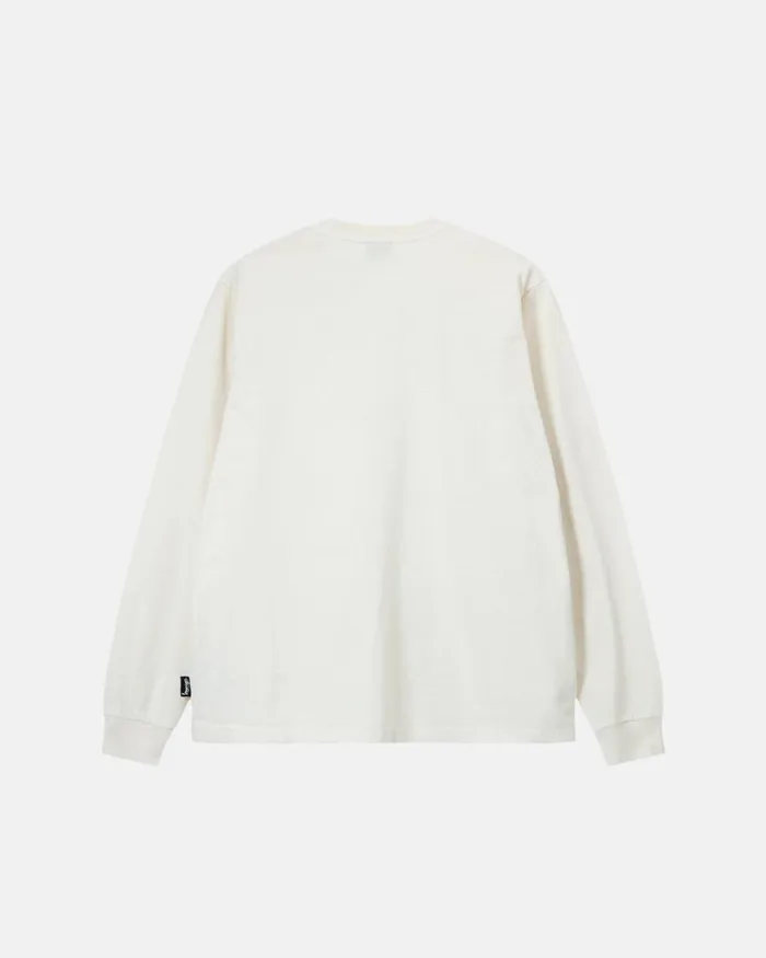 Tees Men Stussy HEAVYWEIGHT PIGMENT DYED LS CREW Natural Tees Men Stussy HEAVYWEIGHT PIGMENT DYED LS CREW Natural