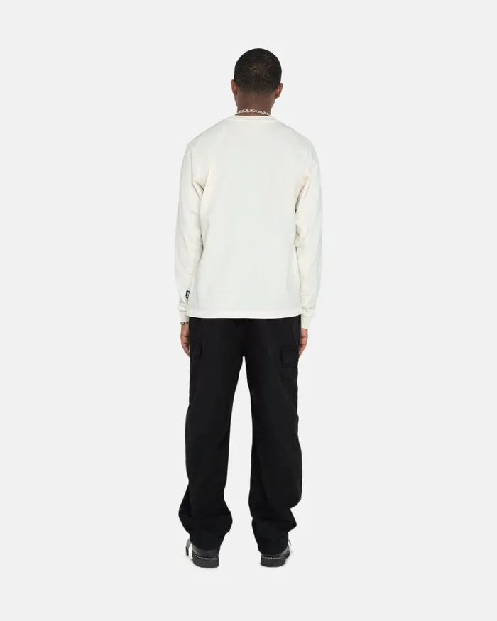 Tees Men Stussy HEAVYWEIGHT PIGMENT DYED LS CREW Natural Tees Men Stussy HEAVYWEIGHT PIGMENT DYED LS CREW Natural