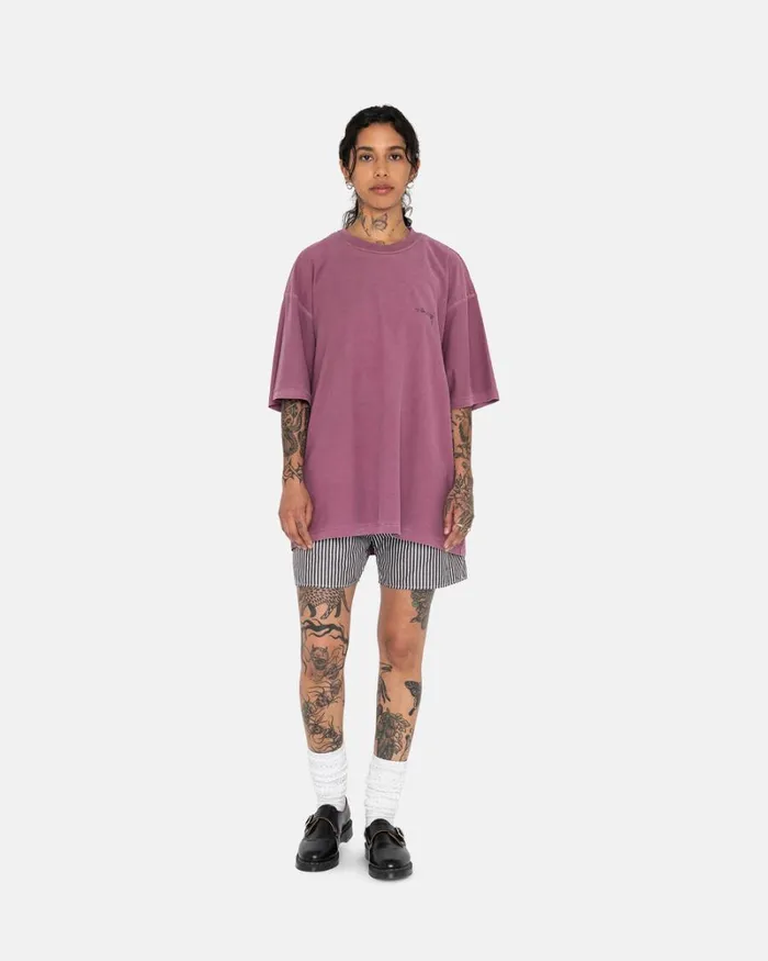 Tees Men Stussy LAZY TEE Plum Tees Men Stussy LAZY TEE Plum