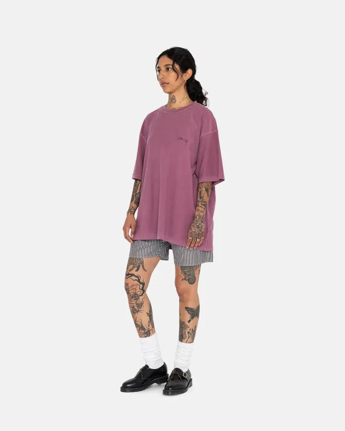Tees Men Stussy LAZY TEE Plum Tees Men Stussy LAZY TEE Plum