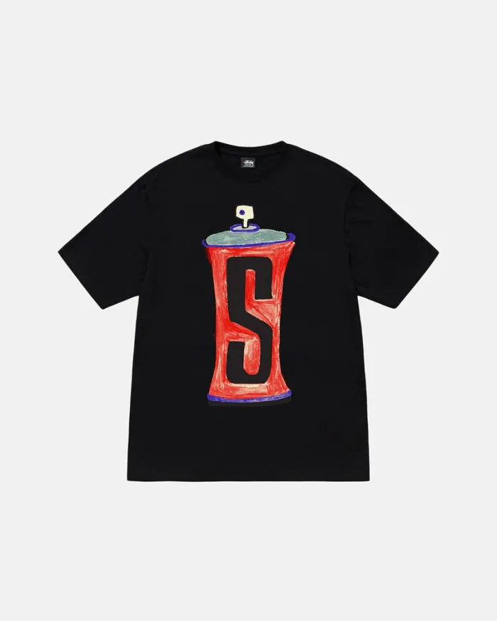Tees Men Stussy SPRAYCAN TEE Black