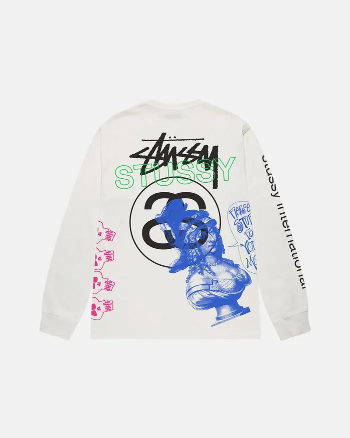 Tees Men Stussy TEST STRIKE PIGMENT DYED LS TEE Natural