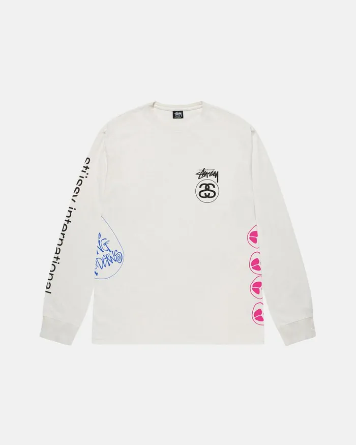 Tees Men Stussy TEST STRIKE PIGMENT DYED LS TEE Natural Tees Men Stussy TEST STRIKE PIGMENT DYED LS TEE Natural