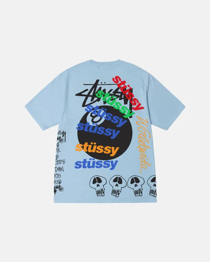 Tees Men Stussy TEST STRIKE PIGMENT DYED TEE Sky Blue