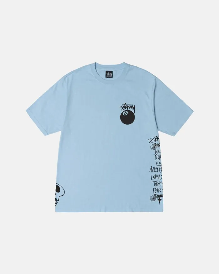 Tees Men Stussy TEST STRIKE PIGMENT DYED TEE Sky Blue Tees Men Stussy TEST STRIKE PIGMENT DYED TEE Sky Blue