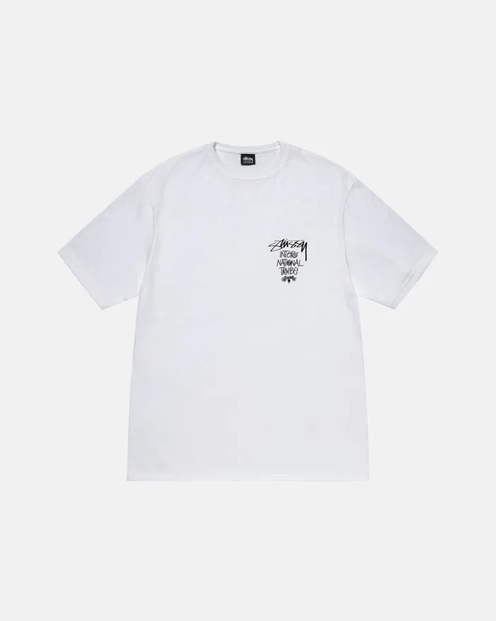 Tees Men Stussy TRIBE STACK TEE White Tees Men Stussy TRIBE STACK TEE White