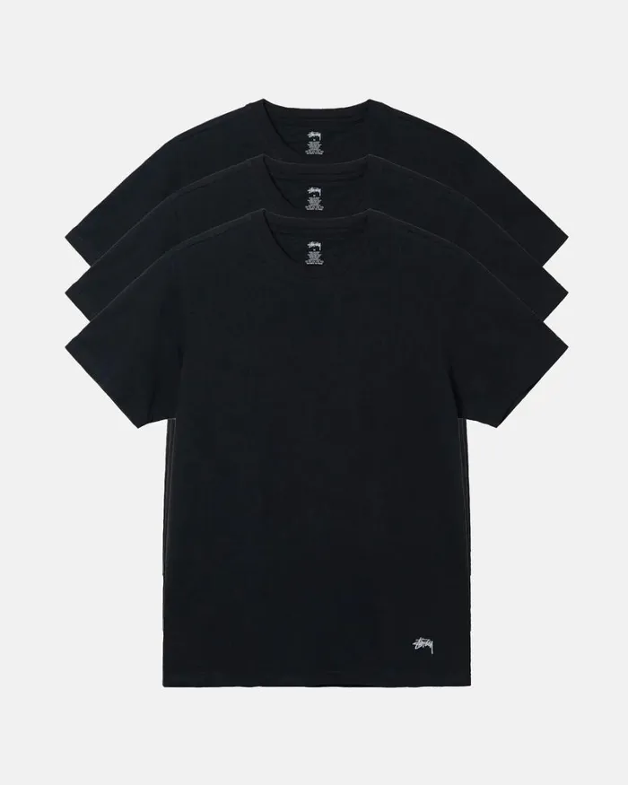 Tees Men Stussy UNDERSHIRT 8211 3 PACK Black