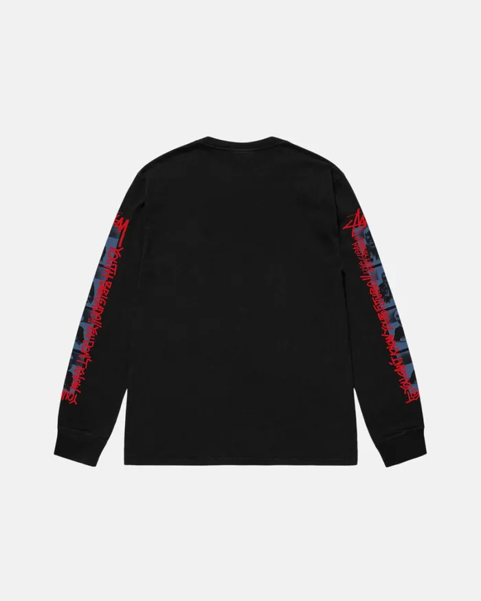 Tees Men Stussy YOUTH BRIGADE PIGMENT DYED LS TEE Black Tees Men Stussy YOUTH BRIGADE PIGMENT DYED LS TEE Black