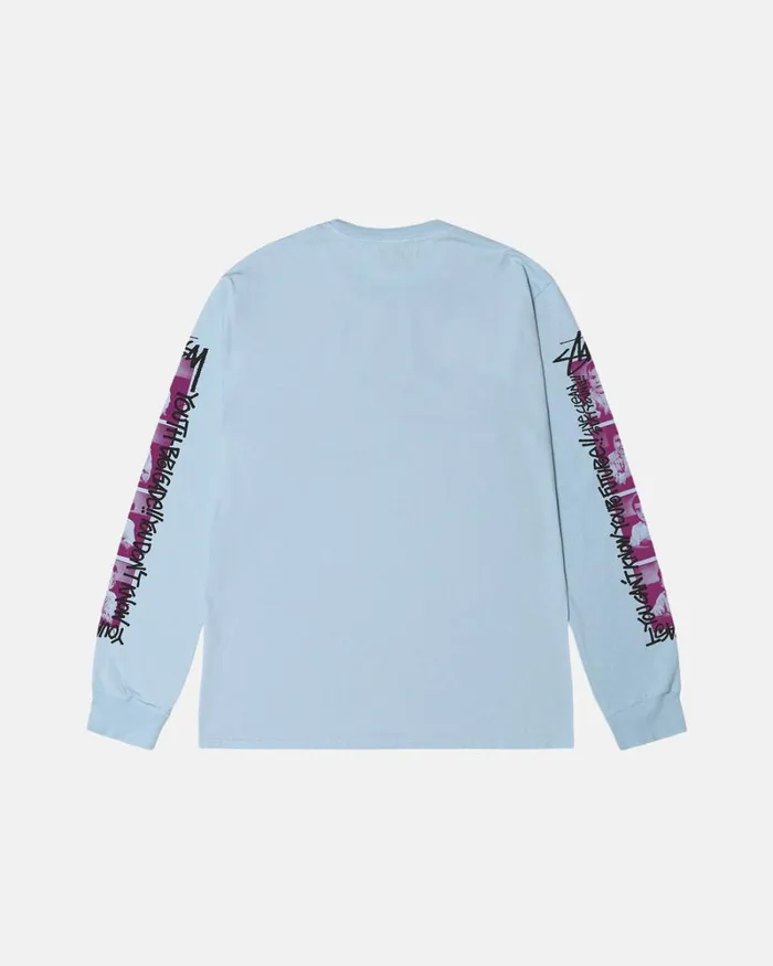 Tees Men Stussy YOUTH BRIGADE PIGMENT DYED LS TEE Sky Blue Tees Men Stussy YOUTH BRIGADE PIGMENT DYED LS TEE Sky Blue