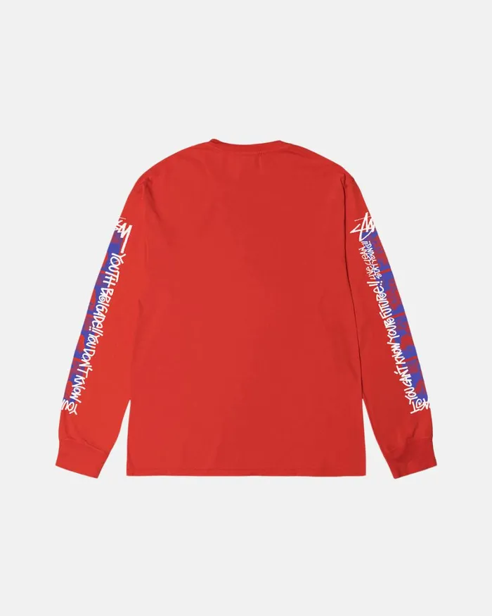 Tees Men Stussy YOUTH BRIGADE PIGMENT DYED LS TEE Tomato Tees Men Stussy YOUTH BRIGADE PIGMENT DYED LS TEE Tomato